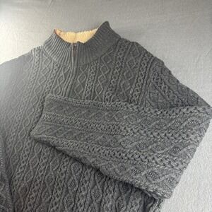 Carbon2Cobalt Sweater Men's 2XL Greystones Fisherman Cable Knit 1/4 Zip Sherpa